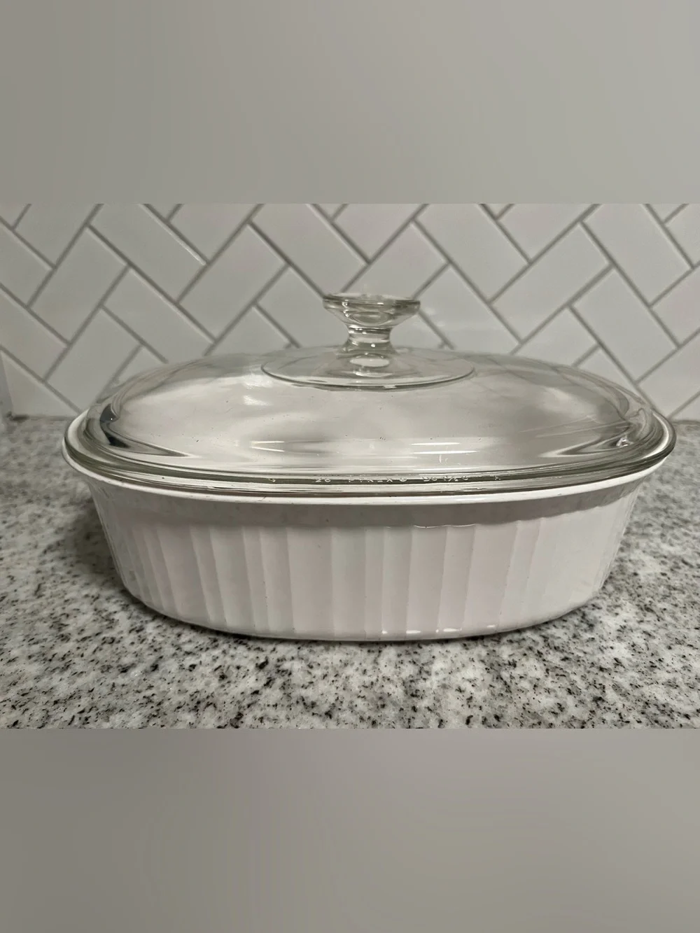 CorningWare French White F-2-B 2.8L Oval Casserole Baking Dish w/ Pyrex Lid